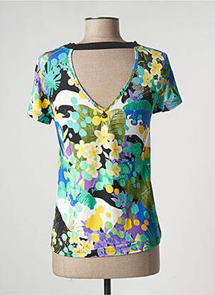 T-shirt col v manches courtes vert MALOKA femme