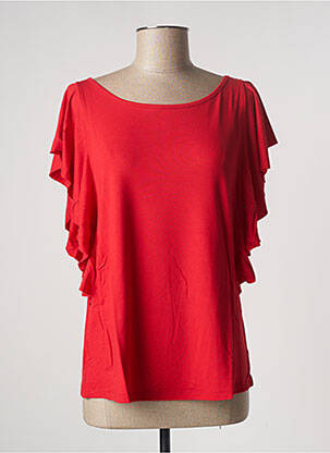 T-shirt sérigraphie avec strass manches courtes rouge MALOKA femme