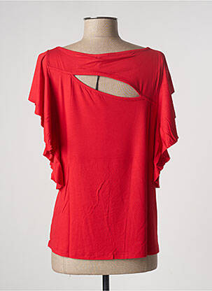 T-shirt sérigraphie avec strass manches courtes rouge MALOKA femme