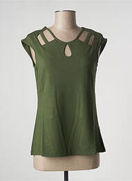 T-shirt stretch manches courtes vert MALOKA femme