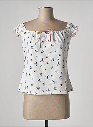 T-shirt imprimé fantaisie manches courtes blanc PAUL BRIAL femme