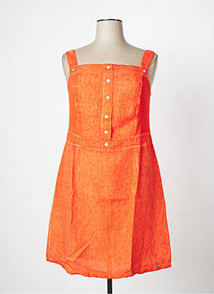Robe mi-longue fines bretelles orange MALOKA femme