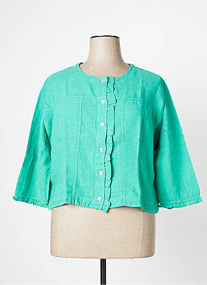 Veste casual col rond vert MALOKA femme
