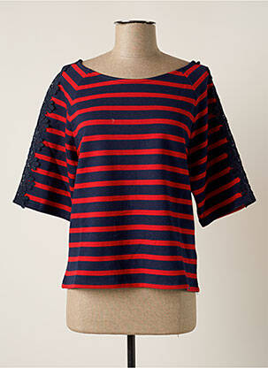 Sweat-shirt tissage jersey manches 3/4 rouge PAUL BRIAL femme