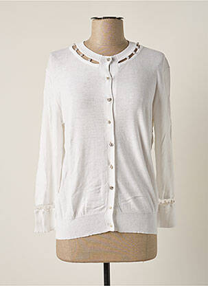 Gilet manches longues resserrée sur le bas blanc PAUL BRIAL femme