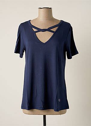 Top tissage jersey manches courtes bleu MALOKA femme
