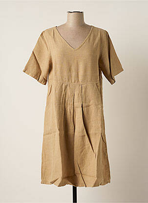 Robe mi-longue manches courtes manches courtes beige G!OZE femme