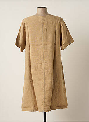 Robe mi-longue manches courtes manches courtes beige G!OZE femme