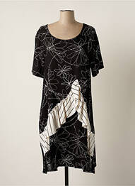Robe mi-longue imprimé fleurs manches courtes noir G!OZE femme