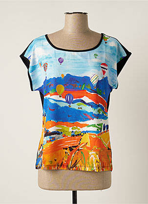 T-shirt imprimé fantaisie manches courtes bleu MALOKA femme
