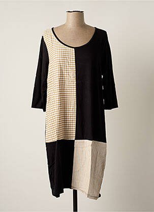 Robe mi-longue manches 3/4 manches 3/4 noir G!OZE femme