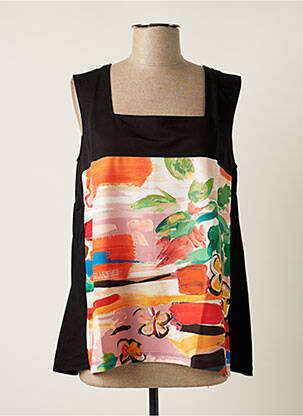 Top tissage crêpe sans manche noir G!OZE femme