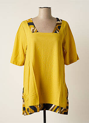 Tunique manches courtes tissage crêpe jaune G!OZE femme