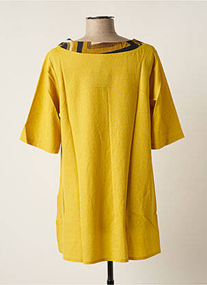 Tunique manches courtes tissage crêpe jaune G!OZE femme