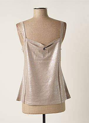 Top col carré fines bretelles beige MALOKA femme