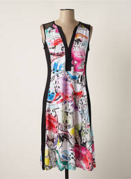 Robe mi-longue imprimé fantaisie sans manche blanc MALOKA femme