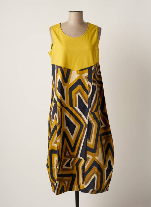 Robe mi-longue jaune G!OZE pour femme