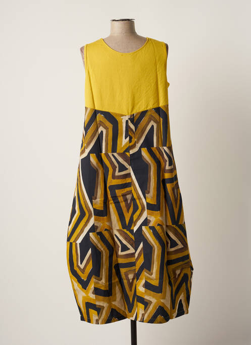 Robe mi-longue jaune G!OZE pour femme