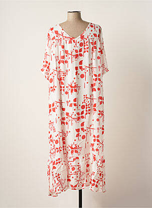 Robe longue manches courtes manches courtes rouge G!OZE femme