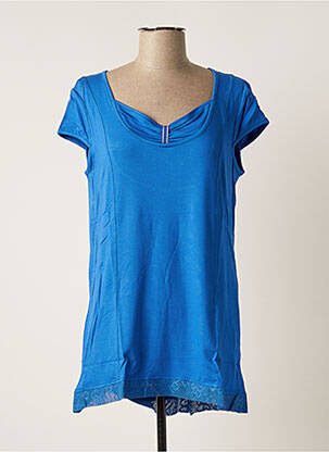 Top tissage jersey manches courtes bleu MALOKA femme