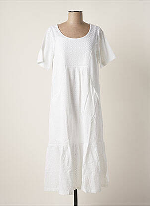 Robe mi-longue manches courtes manches courtes blanc G!OZE femme