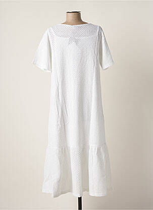 Robe mi-longue manches courtes manches courtes blanc G!OZE femme