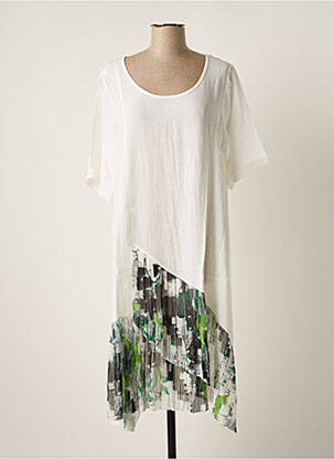 Robe mi-longue manches courtes manches courtes blanc G!OZE femme