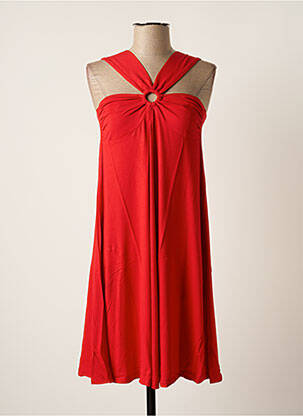 Robe mi-longue coupe fluide sans manche rouge MALOKA femme
