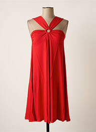 Robe mi-longue coupe fluide sans manche rouge MALOKA femme