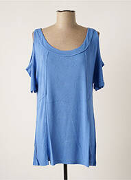 Tunique manches courtes coupe cintrée bleu MALOKA femme
