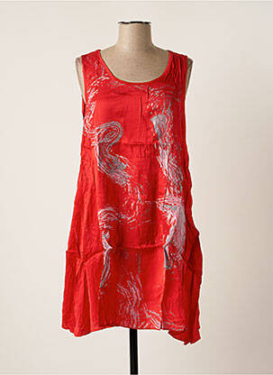 Tunique sans manche tissage froissé rouge MALOKA femme