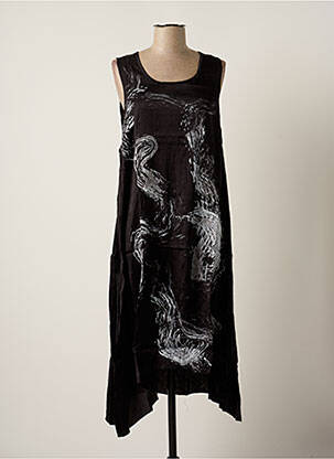 Robe mi-longue sans manche sans manche noir MALOKA femme