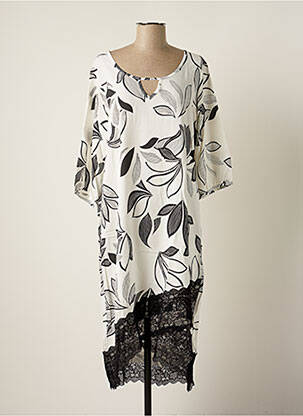 Robe longue manches courtes manches courtes blanc G!OZE femme