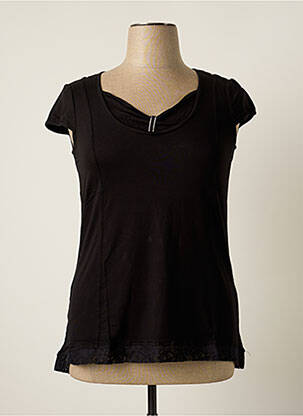 Top stretch manches courtes noir MALOKA femme