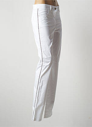 Pantalon droit fermeture zippée sous rabat boutonné taille normale blanc PAUL BRIAL femme