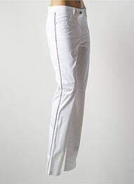 Pantalon droit fermeture zippée sous rabat boutonné taille normale blanc PAUL BRIAL femme