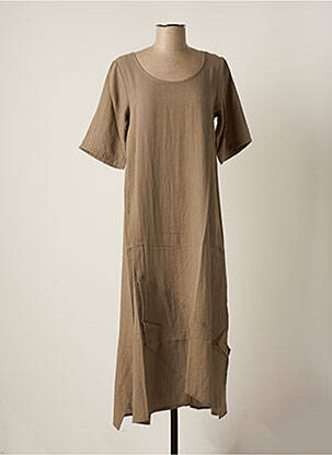 Robe longue manches courtes manches courtes marron G!OZE femme