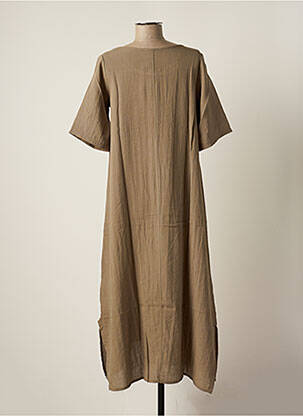 Robe longue manches courtes manches courtes marron G!OZE femme