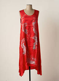 Robe mi-longue imprimé fantaisie sans manche rouge MALOKA femme