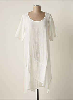 Robe mi-longue coupe fluide manches courtes blanc G!OZE femme