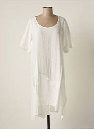 Robe mi-longue coupe fluide manches courtes blanc G!OZE femme
