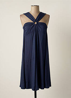 Robe mi-longue coupe fluide sans manche bleu MALOKA femme