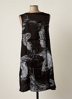 Robe mi-longue imprimé fantaisie sans manche noir MALOKA femme