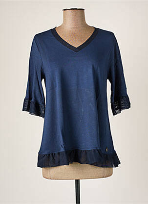 Top stretch manches 3/4 bleu MALOKA femme