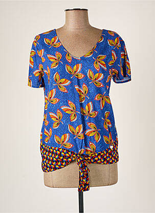 Blouse tissage popeline manches courtes bleu PAUL BRIAL femme