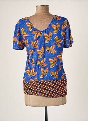 Blouse tissage popeline manches courtes bleu PAUL BRIAL femme