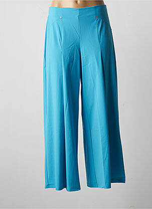 Pantalon large tissage popeline taille normale bleu MALOKA femme