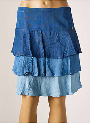 Jupe mi-longue fermeture zip latéral bleu PAUL BRIAL femme