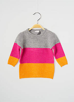 Pull tunique col rond manches longues rose J.O MILANO fille