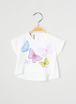 T-shirt fermeture boutonnée au dos manches courtes blanc J.O MILANO fille